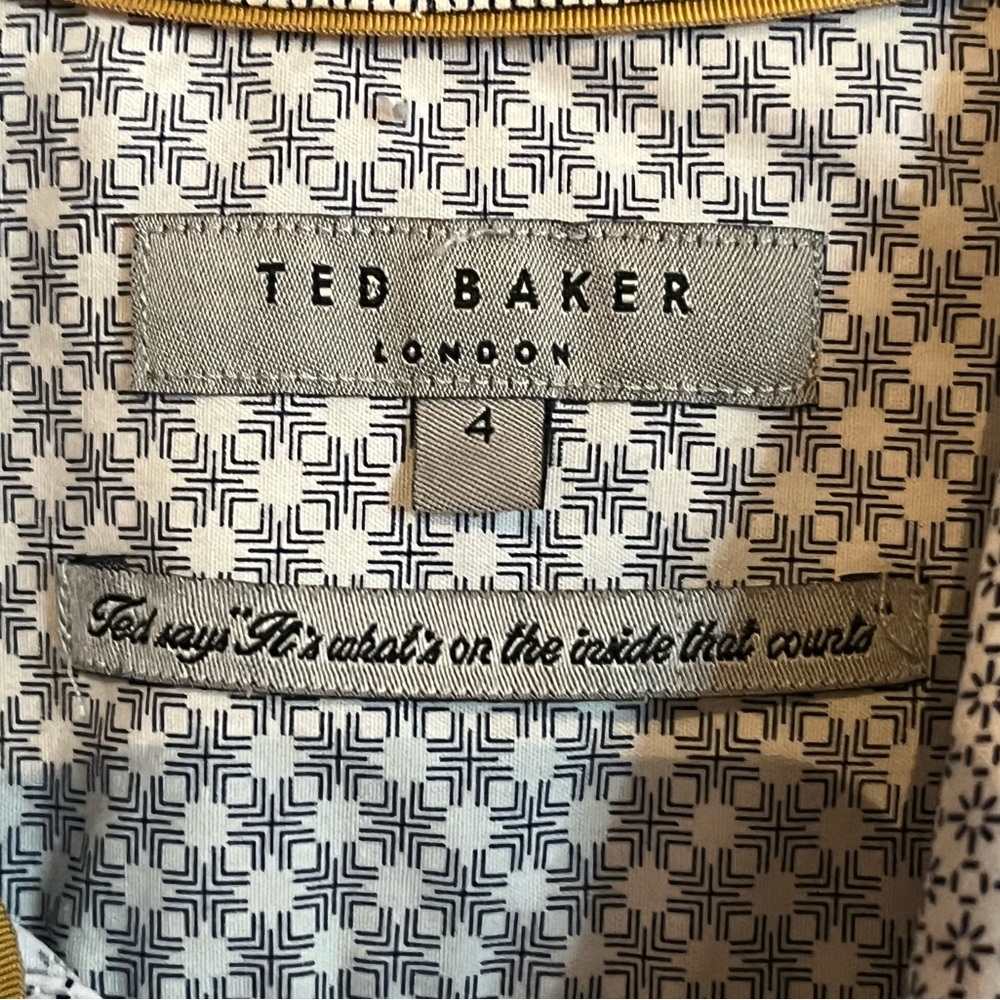 Ted Baker London Men’s Geometric Micro Print Short Sleeve Button Down Shirt M/L - Picture 4 of 10